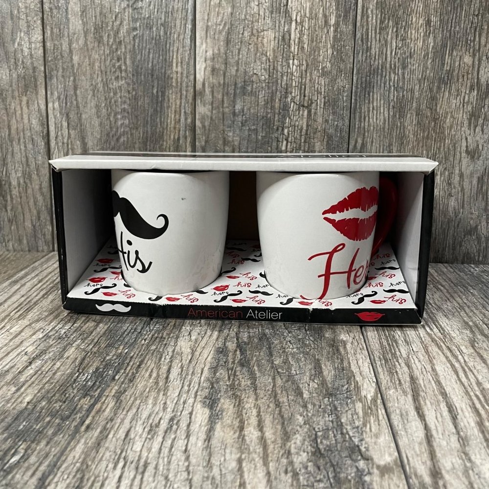 New American Atelier His and Hers Mustache Lips Mug Set